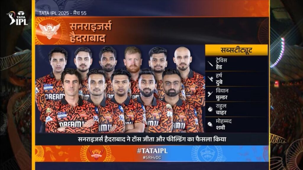 IPL 2025 55th Match Sunrisers Hyderabad, SRH Team Squad